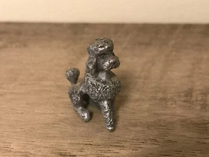 Vintage Small Pewter Sitting Poodle Puppy Dog Figurine 1” Unbranded - Picture 1 of 2