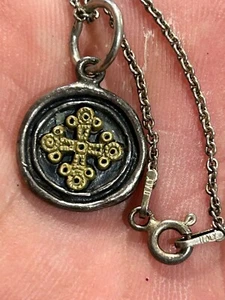 WAXING POETIC STERLING & BRASS "WING & A PRAYER" CHARM W/ 16" 925 CHAIN - Picture 1 of 3