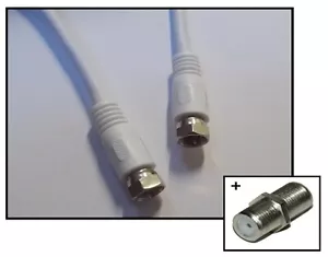 5m Satelitenkabel - 2x F Stecker - Koaxialkabel digital coax - weiss + F-Adapter - Bild 1 von 1
