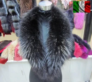 COLLO PELLICCIA di MURMASKY GRIGIO Scuro FOURRURE de RENARD FOX GREY - Picture 1 of 3