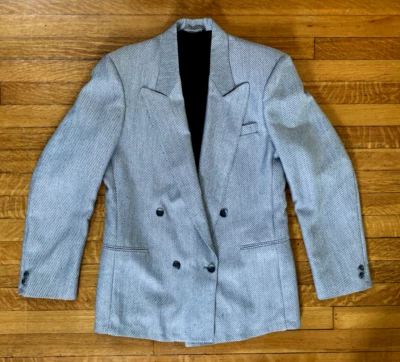 Винтажный 1990-х Florenzi серый значок полоски Dart лацкан мужской блейзер костюм куртка большой - Изображение 1 из 4