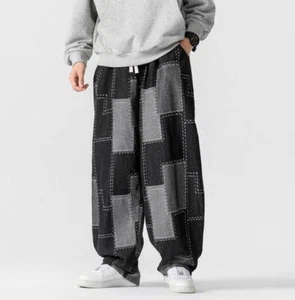Nuevo Pantalones de mezclilla sueltos de jacquard parche de moda juvenil para hombre Pantalones largos - Imagen 1 de 8