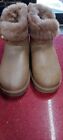UGG Classic Fluff Pin Antique Pearl Suede Toscana Cuff Short Boots Size 6 Womens