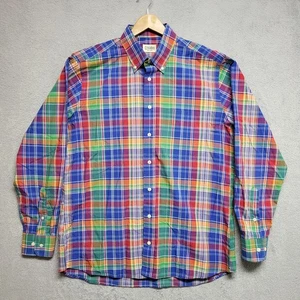 Gitman Bros Shirt Mens Large Multi Plaid Button Up Oxford USA Business Casual - Picture 1 of 11