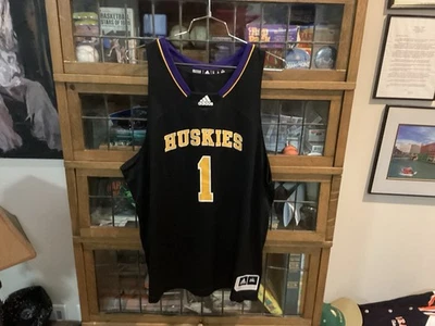 Camiseta deportiva de baloncesto Washington Huskies #1 negra con gráfico ADIDAS TALLA XXL - Genial Foto 1 de 4