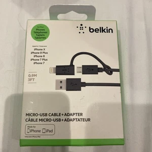BELKIN 3Fft iPhone Connector + Micro USB Cable - Black - Picture 1 of 1