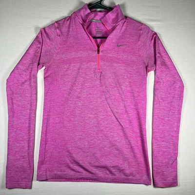 Nike Element Pullover Para Mujer Pequeño Rosa Dri Fit 1/4 Cremallera Prenda para el torso para Correr Agujeros para el Pulgar Foto 1 de 4