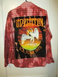 LED ZEPPELIN U.S. TOUR 1975 UPCYCLED FLANNEL DISTRESSED SHIRT URBNVTG L.A. LRG? - Bild 1 von 11