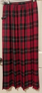 Talbots Red/ Black Plaid Pleated Wrap Wool Skirt~Sz 4~Timeless~ - Picture 1 of 12