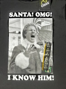 NWT Elf “Santa! I Know Him!” Long Sleeve Christmas Black T-Shirt Boys Sz S - Picture 1 of 4