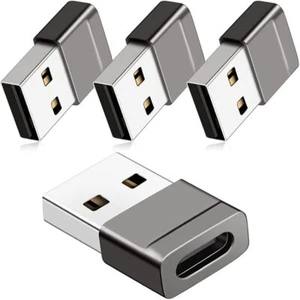 USB C Female to USB Male Adapter 4 Pack USB A Charger to USB Type C Cable Con... - Picture 1 of 7