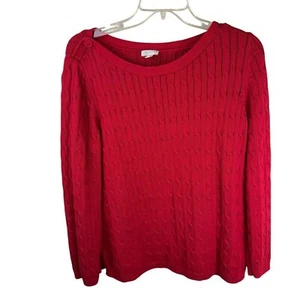 Suéter Talbots XL Rojo Sólido Crew Punto Cable Manga Larga Clásico - Imagen 1 de 4