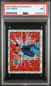 Pokemon Ash Merlin Sticker PSA 9 Mint Holo #3 Prism Series 2 - Picture 1 of 2