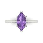 1.5 Marquise Simulated Alexandrite 18k White Gold Statement Wedding Bridal Ring