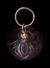 14K 2.77 Gram Solid Yellow Gold 14mm Bead Carved Flower Amethyst Pendant zX