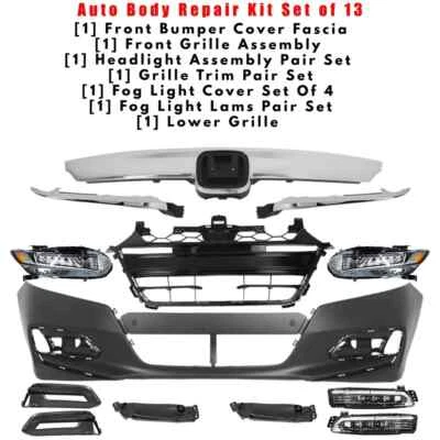 Kit de montaje de cubierta y rejilla de parachoques delantero cromado para Honda Accord 2018-2020 Foto 1 de 4