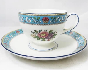 RUNNYMEDE TURQUOISE W4465 by Wedgwood Cup & Saucer Leigh Shape NEW made England - Picture 1 of 5