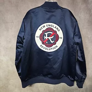 NWT Mitchell & Ness MLS New England Revolution Satin Bomber Jacket Mens L $150 - Picture 1 of 9