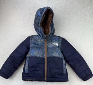 North Face Boys Reversible Full Zip Hooded Jacket 2T Puffer Polar Bear Chimboraz - Picture 1 of 10