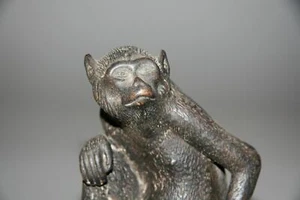 JAPANESE MEIJI BRONZE MONKEY EXCELLENT SCULPTURE STATUE ART - Picture 1 of 10