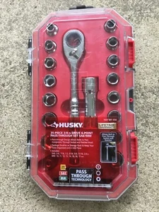 NEW HUSKY 35Pc 3/8" Drive 6Pt SAE and Metric Pass-Through Socket Set - Picture 1 of 4