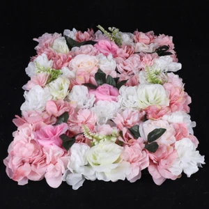 12 Piezas Paneles de Pared Flores Artificiales Rosa+Dalia+Hojas Boda Fiesta Telón de Fondo - Imagen 1 de 12