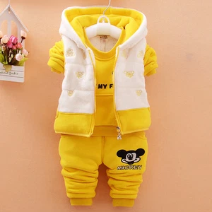 Baby Boys/Girls Winter Clothing Set Long Sleeve Shirt+Pants+ Vest Hoodie 3PCS - Picture 1 of 15
