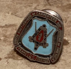 United Brotherhood of Carpenters & Joiners 25 Years Sterling Lapel Hat Pin - Picture 1 of 4
