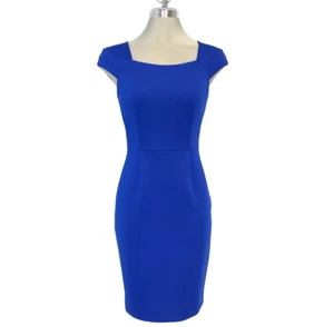 New Calvin Klein Elegant REGATTA Blue Cap Sleeve Career Work Sheath Dress size 6 - Picture 1 of 7