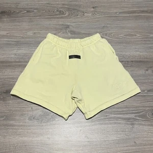 Kids Essentials Fear Of God FOG Seafoam Yellow SweatShorts Youth Size 12 - 6" - Picture 1 of 6