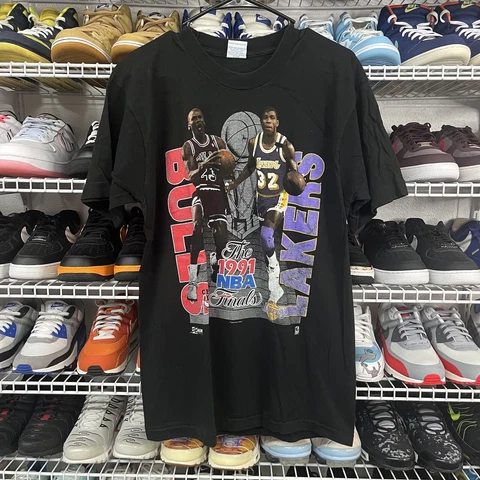 Vtg 90s NBA Finals Bulls Lakers Tshirt Authentic Salem Sportswear Jordan Magic L Cover