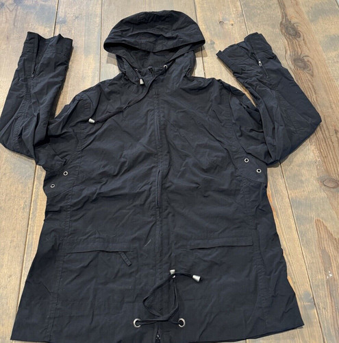 VETEMENTS Felpa con cappuccio i. e. vintage rilassata donna manica lunga nera 100% nylon giacca con cerniera Med