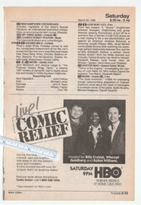 Vintage 1986 COMIC RELIEF Magazine AD~HBO LIVE~Robin WILLIAMS/Whoopi GOLDBERG - Picture 1 of 2