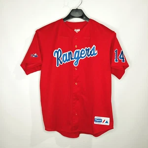 VTG Authentic Majestic Texas Rangers #14 Hooper Jersey Red Size LG Made In USA! - Picture 1 of 5