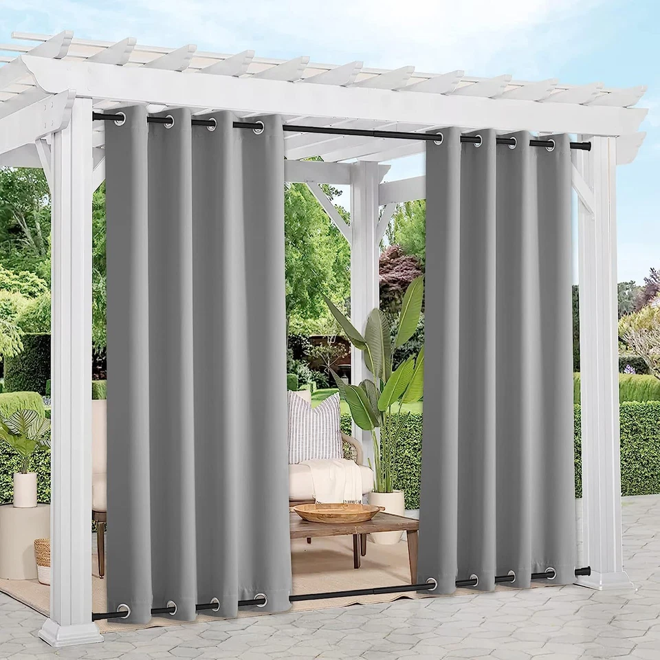 Outdoor Curtain Waterproof Windproof Block Sun Blackout Drapes for Patio Pergola - Image 1 of 1