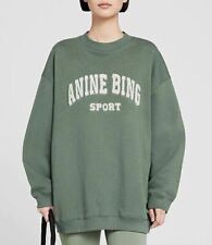 Women’s Green ANINE BING Embroidered Long Sleeve Loose Hoodies Sweatshirt Top.