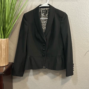 #562 Nicole Miller, black four button scalloped blazer size 6 - Picture 1 of 8