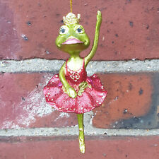 Frosch Ballerina Baumschmuck zum Hängen glitzernd Handbemalt rot