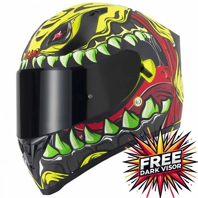 CASCO DE MOTOCICLETA VCAN H128 CARA COMPLETA DOBLE VISERA PARASOL CALAVERA TITAN WILD Foto 1 de 4