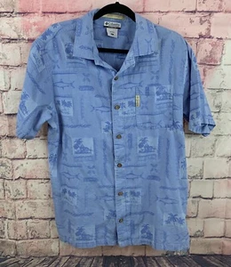 Columbia XL Mens Shirt Button Down Short Sleeve Blue River Lodge Island Print - Picture 1 of 5