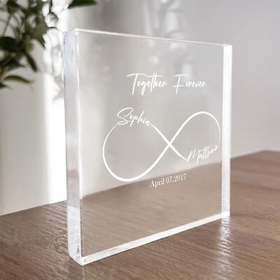 SHOPPINGKARTS Personalised Anniversary Wedding Gift Acrylic Block Engraved for Soulmate Gifts
