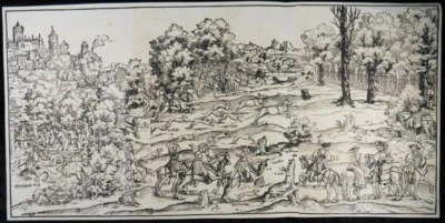 GEORG PENCZ HOLZSCHNITT HIRSCHJAGD DIANA AKTAION STAG HUNT WOODCUT N03 - Bild 1 von 4