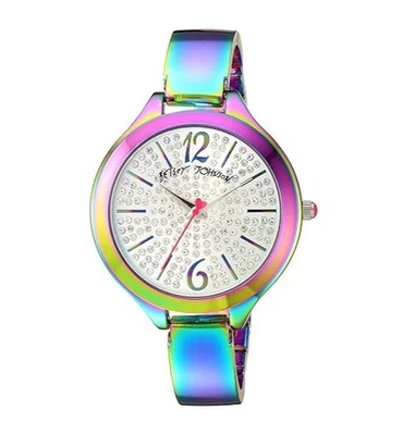 Reloj pulsera Betsey Johnson F1030 para mujer Pave Rainbow Life metal 42 mm Foto 1 de 3