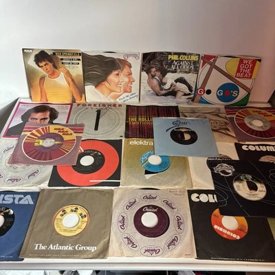Bundle Lot of 22 - 45s Vinyl Records Stones, Queen, Phil Collin’s, Lionel Richie - Image 1 of 4