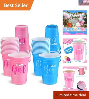 Tazas de plástico desechables Gender Reveal Team Boy Girl 16 oz suministros de fiesta Foto 1 de 4