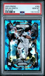 Nolan Smith 2023 Panini Prizm Rookie Blue Ice #/99 PSA 10 GEM MINT Eagles #382 - Picture 1 of 2