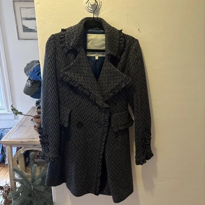 Abrigo Beth Bowley Negro Azul Espiga Talla 4 Foto 1 de 4