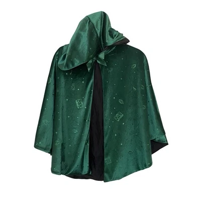 Disney Hooded Green Velvet Cape Cloak Costume Witch Wizard One Size OS Halloween - Image 1 of 4