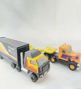 2 Vintage Tonka Semi Trucks 1 Flatbed Cargo Trailer - Picture 1 of 11