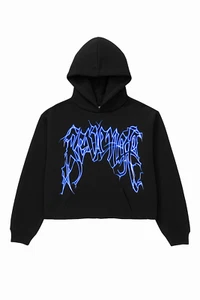 REVENGE Lightning Anarchy Cropped Hoodie Black/Blue Medium Made in USA - Picture 1 of 6
